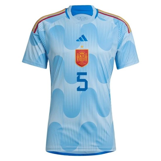 Sergio Busquets #5 Spagna Maglia Trasferta Coppa del Mondo 2022