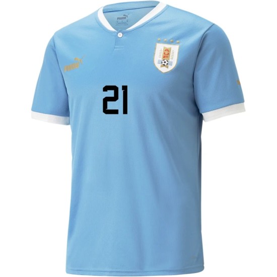 Edinson Cavani #21 Uruguay Maglia Casa Coppa del Mondo 2022 Edinson Cavani #21 Uruguay Maglia Casa Coppa del Mondo 2022