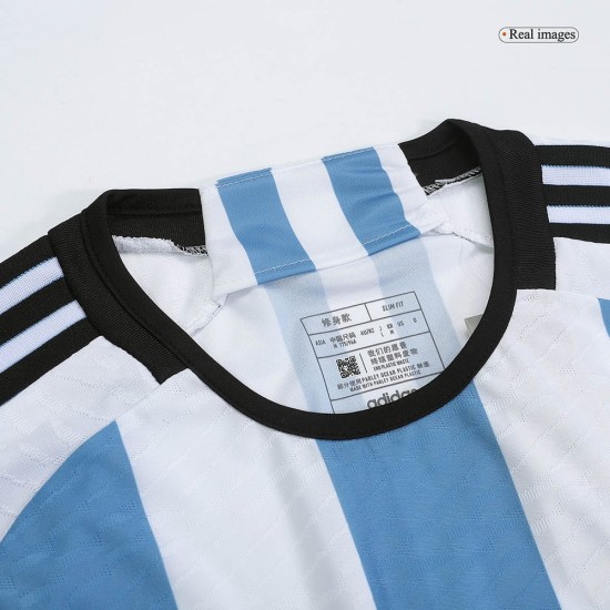 Maglia Versione Giocatore Casa 3 Stella Argentina Coppa del Mondo 2022