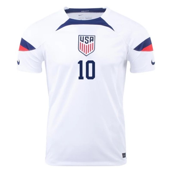 Maglia Casa Christian Pulisic #10 USMNT Coppa del Mondo 2022