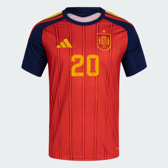 Maglia Ufficiale Casa Spagna 2026 Donna PEDRI #20 Maglia Ufficiale Casa Spagna 2026 Donna PEDRI #20