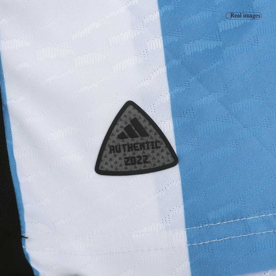 Maglia Versione Giocatore Casa 3 Stella Argentina Coppa del Mondo 2022