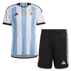 Bambini Argentina Maglia Casa+Pantaloncini Coppa del Mondo 2022