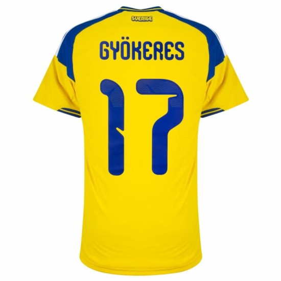 Donna Maglia Svezia 2026 Home Autentica Coppa del Mondo GYÖKERES #17