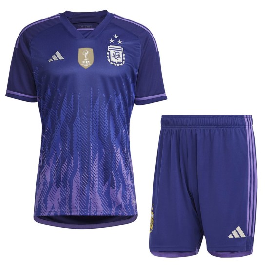 Bambini Argentina Maglia Trasferta+Pantaloncini Coppa del Mondo 2022 Bambini Argentina Maglia Trasferta+Pantaloncini Coppa del Mondo 2022