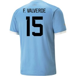 Federico Valverde #15 Uruguay Maglia Casa Coppa del Mondo 2022