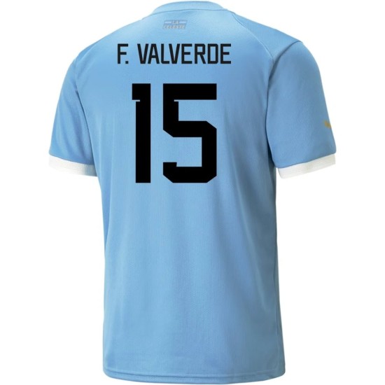 Federico Valverde #15 Uruguay Maglia Casa Coppa del Mondo 2022 Federico Valverde #15 Uruguay Maglia Casa Coppa del Mondo 2022