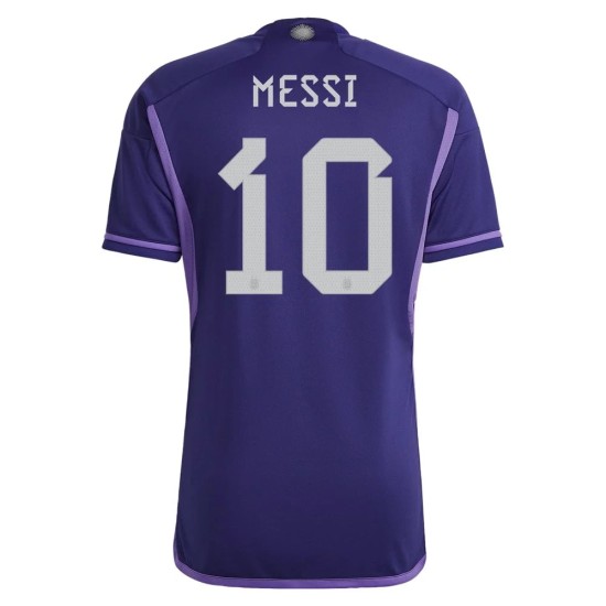 Lionel Messi #10 Argentina Maglia Trasferta Coppa del Mondo 2022