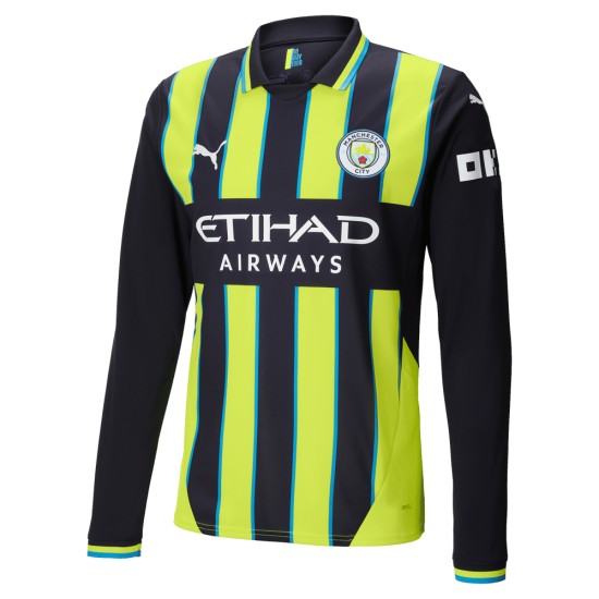 Maglia Maniche Lunghe Trasferta Manchester City Uomo 2024/25